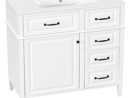 Modern Bathroom Vanity With Sink Top, Flip Drawer Design