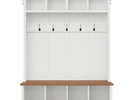 Hall Tree With Storage Bench Mudroom Coat Rack With 6 Hooks
