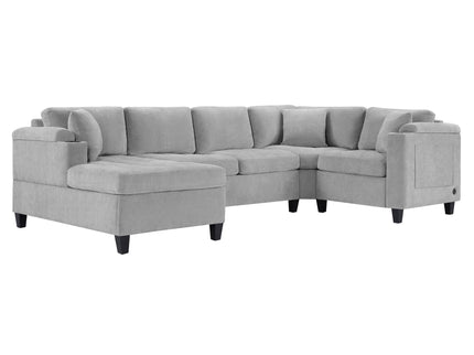 U Shaped Sectional Sofa, Corner Living Room Couch With Built In Cup Holders, Storage, USB Ports