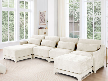 Stylish Sofa With Ottoman And Lumbar Pillows, Ergonomic Design