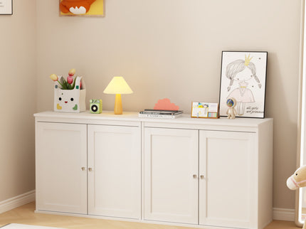 Kitchen Storage Cabinet With Double Doors, Adjustable Shelves, Sideboard Buffet For Dining Room - White