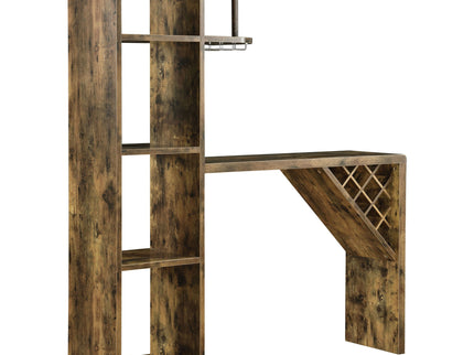 Kady - 5 Shelf Home Bar Table With Wine & Stemware Storage - Brown