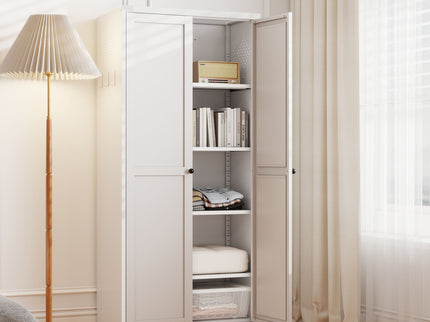 Kitchen Pantry Cabinet Adjustable Storage With 4 Shelves, Heavy Duty Freestanding Pantry Organizer - White