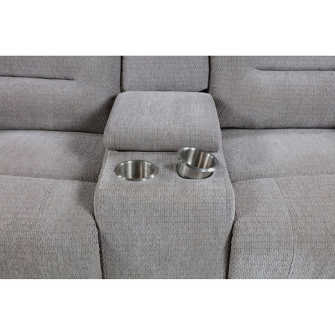 Sebring - Upholstered Manual Reclining Loveseat With Center Storage Console - Gray