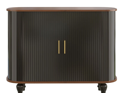 Fluted Liquor & Coffee Bar Cabinet With 6 Wine Racks And 3 Glass Holders