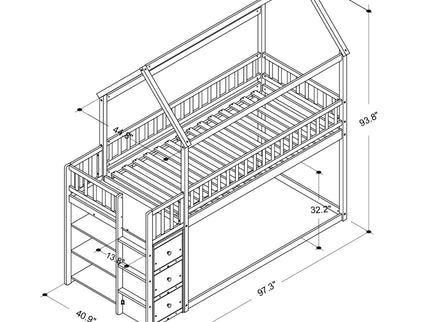 Bunk Bed With Shelves And Drawers, Storage Focused Design