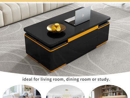 Lift Top Coffee Table With 4 Storage Stools