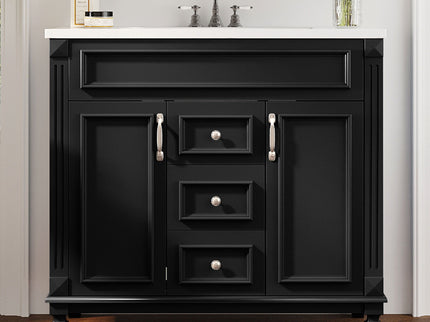 Bathroom Vanity With Top Sink, Basin On Cabinet With 2 Soft Closing Doors And 2 Drawers