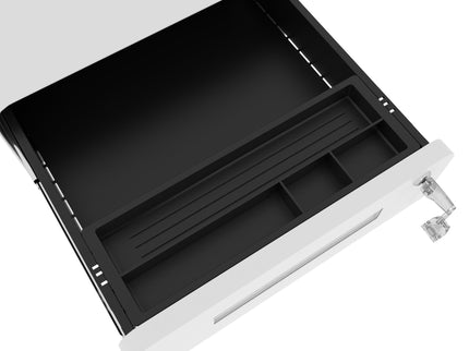 3-Drawer Mobile File Cabinet With Lock, On Wheels, Two Shallow & One Deep Drawer For Office/Home, Fully Assembled - White