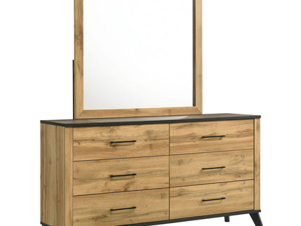 Georgina - 6 Drawer Dresser With Mirror - Natural Wood