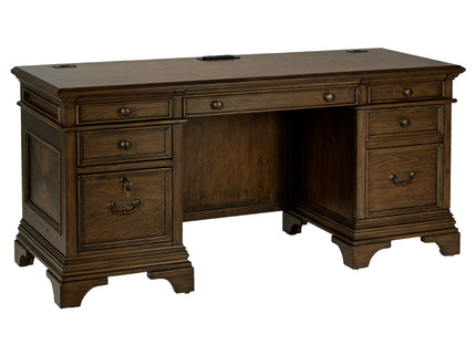Stigham - 5 Drawer Credenza Office Desk - Oak