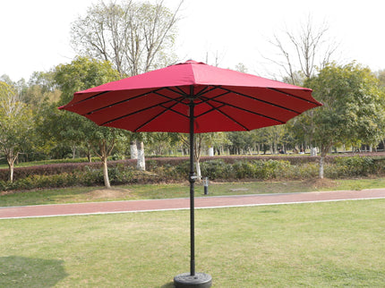 Double- Sided Outdoor Market Umbrella With Lights And Base