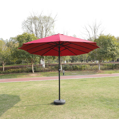 Double- Sided Outdoor Market Umbrella With Lights And Base