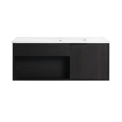 Wall Mounted Floating Bathroom Vanity With Open Shelf & Soft Close Door