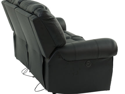 Plush Relax Power Reclining Loveseat 2 Seat Couch With USB Charging Armrest Cushion Living Room Furniture - Black
