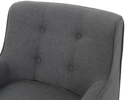 Modern Arm Chair With Tufted Back And Wooden Legs