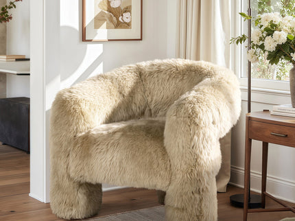Avalon - Genuine Sheepskin Fur Split Barrel Back Accent Chair - Natural Blonde