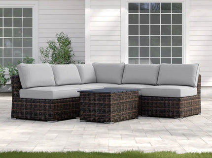 Wicker Sectional Sofa With Cushions And Table