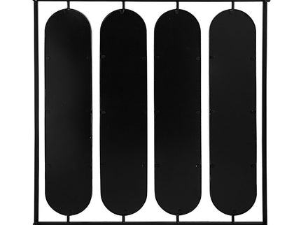 Large 4 Oval Wall Mirror With Square Frame, Home Decor For Living Room, Bedroom, Entryway, Office - Black
