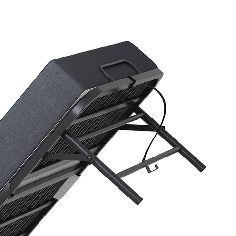 Twin Extra Long Folding Bed With Adjustable Headboard, Cot With Memory Foam Mattress - Black