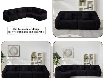 Luxury Curved Corner Sectional Sofa With 4 Pillows