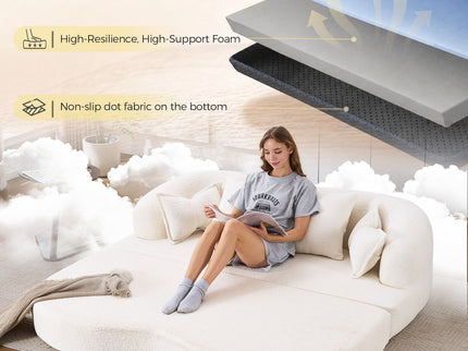 Foldable Sofa Bed, Boneless Couch Convertible Sleeper With 4 Pillows
