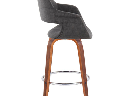 Vintage Flair - Mid-Century Modern Fixed Height Counter Stool With Swivel With Round Footrest (Set of 2)