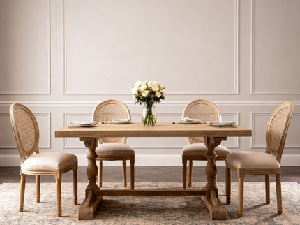 Dining Chairs, Upholstered With Round Back (Set of 2) - Beige