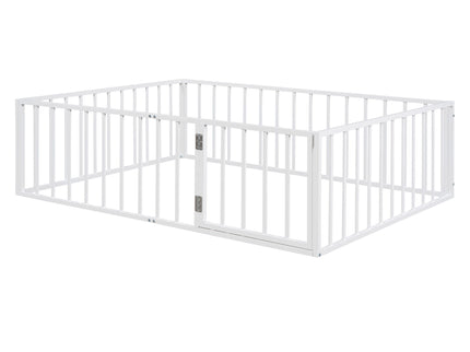 Metal Floor Bed Frame With Fence And Door