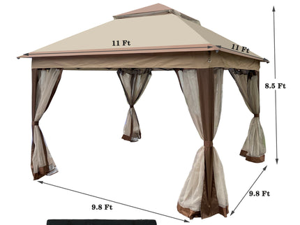 Outdoor Pop Up Gazebo Canopy With 2 Tier Soft Top And Removable Zipper Netting