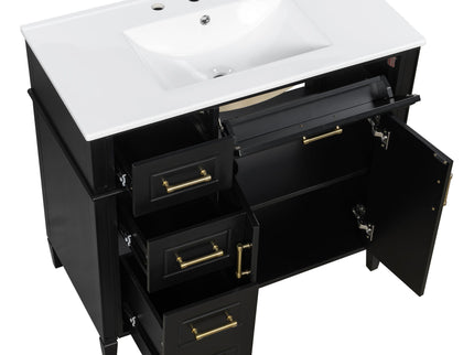 Bathroom Vanity With Sink, 4 Drawers, 2 Doors
