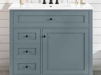 Bathroom Vanity With Sink, 3 Drawers & Cabinet With Adjustable Shelves