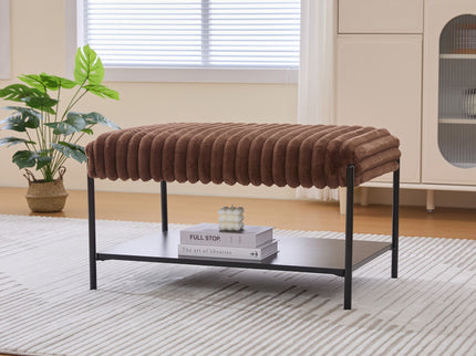 Upholstered Ottoman Coffee Table Foot Rest With Open Storage