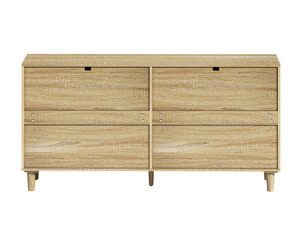 Rattan Dresser With 6 Drawers, Wooden Legs & Metal Handle