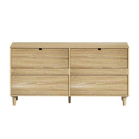 Rattan Dresser With 6 Drawers, Wooden Legs & Metal Handle
