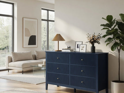 Modern 6 Drawer Fluted Dresser