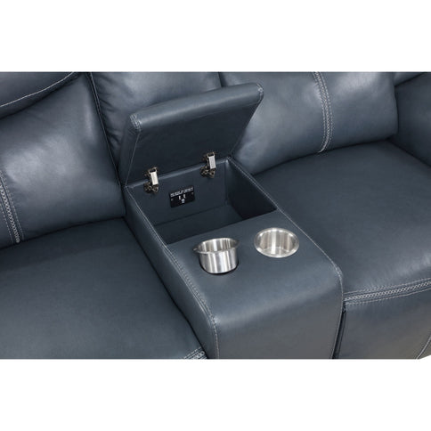 Stanwicke - 2 Piece Motion Reclining Sofa Set With Contrast Stitching - Blue