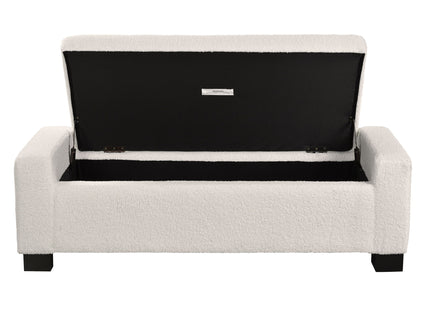 Textured Boucle Ottoman Bench With Hinged Lid For Seating And Storage - Beige