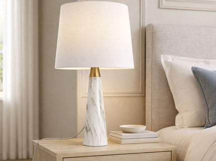 Enclave - Hydro Table Lamp With On / Off Switch Base Shade - Gold / White / White Marble