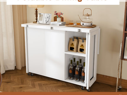 3 In 1 Foldable Side Table With 4 Storage Shelves