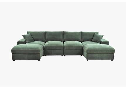 Sectional Sofa With 2 Ottomans And Toss Pillows