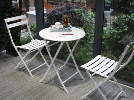 3 Piece Patio Bistro Set Of Foldable Round Table And Chairs