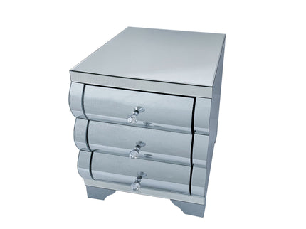 Nightstand With 3 Drawers, Bedside Table For Bedroom - Silver