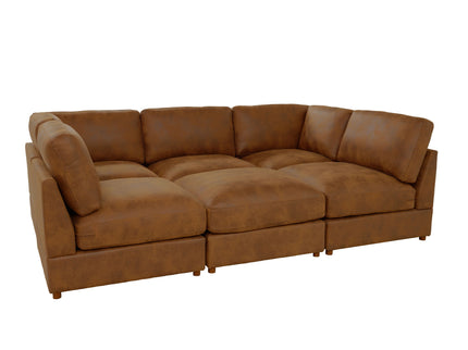 Modular Upholstered Sectional, Medium Firm Seat Cushion, Custom Configuration - Brown