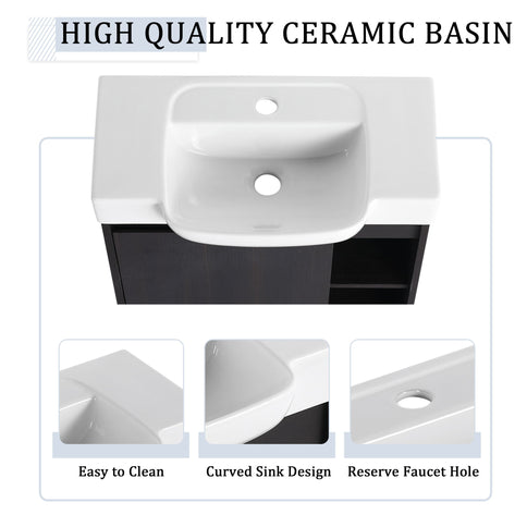 Wall Mounted Bathroom Vanity With Sink, Soft Close Door