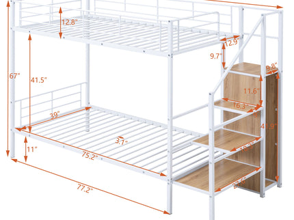 Bunk Bed With Lateral Storage Ladder And Wardrobe