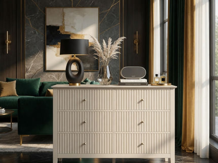Modern 6 Drawer Fluted Dresser