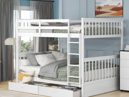 Bunk Bed With Ladders And 2 Storage Drawers