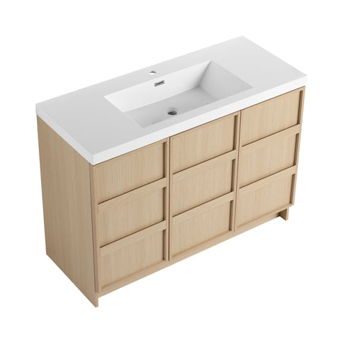 Freestanding Bathroom Vanity With Sink & 2 Soft Close Cabinet Doors