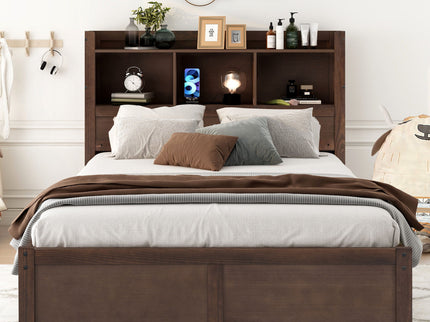 Storage Platform Bed With Pull Out Shelves, Trundle, And 2 Drawers